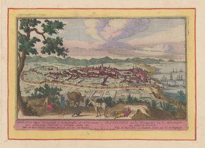 Vista de la ciudad de Barcelona Barcelona, ​​fundada por los Kartaginenser en el mar Mediterráneo, en Cataluña (...) (título sobre objeto) Theatrum Hispaniae (...) (título de serie) de Pieter van den Berge