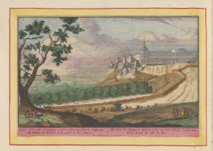 Vista del Palacio Real de Madrid El Palacio del Rey en Madrid, visto desde el río Guadarrama (título sobre objeto) Theatrum Hispaniae (...) (título de serie) de Pieter van den Berge