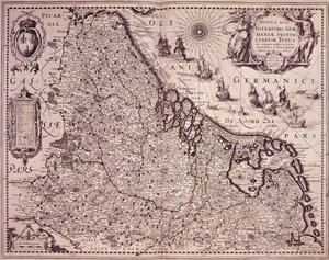 Mapa de la Provincia de los Países Bajos Unidos (grabado) de Pieter van den Keere