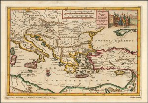 Mapa del Mediterráneo oriental de 1700 por Pieter van der Aa de Pieter Van der Aa