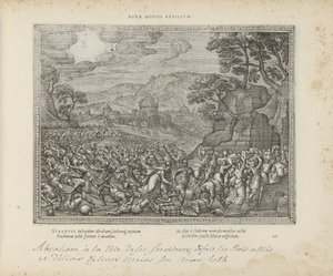 Abraham bevrijdt Lot Ayuda de una buena mente (título en objeto) Los emblemas sagrados y las principales historias de ambos testamentos (Oude Testament) (título de la serie) Imágenes y figuras de libros (título de la serie) de Pieter van der Borcht (I)