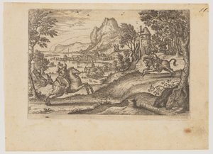 Dos jinetes y un pastor de Pieter van der Borcht