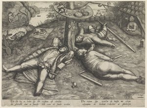 la tierra de los perezosos de Pieter van der Heyden (attributed to)
