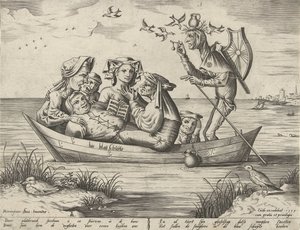 el barco azul Bie blau schuijte (título sobre objeto) de Pieter van der Heyden