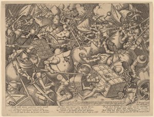 La Batalla de las Bolsas de Dinero y las Cajas Fuertes de Pieter van der Heyden after Pieter Bruegel the Elder