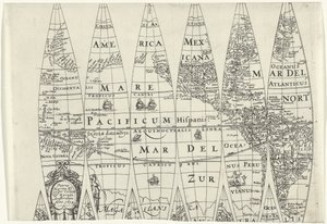 Segmentos de globo de una parte del hemisferio norte de Pieter van der Keere