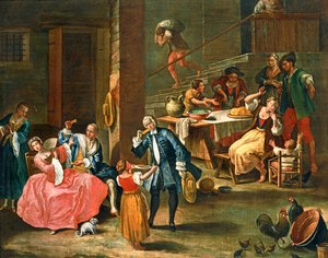 El picnic en el campo ... (pintura sobre lienzo) de Pietro (circle of) Longhi
