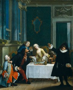 La merienda con las máscaras (detalle) de Pietro (school of) Longhi