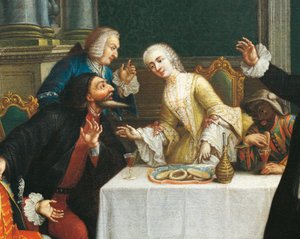 La merienda con las máscaras (detalle)