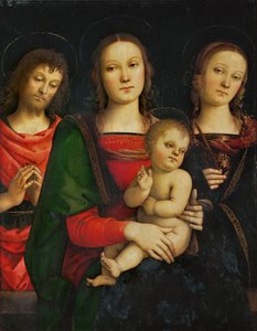 Virgen con el Niño, rodeada de San Juan Bautista y Santa Catalina ...