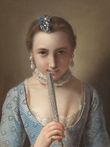 Mujer joven con abanico de Pietro Antonio Rotari