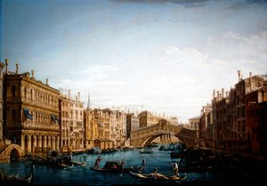El Gran Canal mirando al norte hacia el puente de Rialto