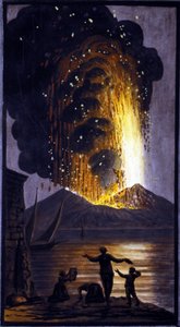El Vesubio en erupción. Esta gouache fue realizada por Pierre Fabris, a petición de Sir William Hamilton, embajador inglés en Nápoles. Bibl. Braidense, Milán de Pietro Fabris