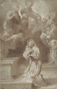 Cristo y la Virgen apareciendo a San Francisco de Pietro Faccini