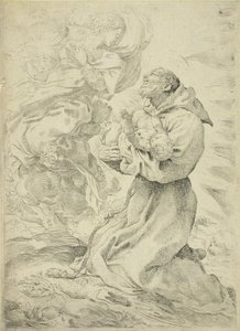 Francisco de Asís con el Niño Jesús en brazos
