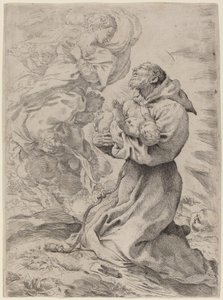 San Francisco con el Niño Jesús de Pietro Faccini