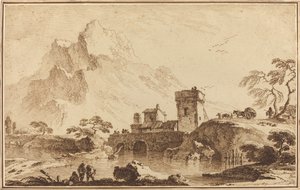 Puente Fortificado contra Montañas Distantes de Pietro Giacomo Palmieri