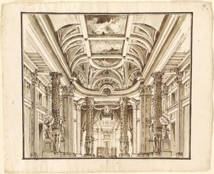 Fantasía de un Gran Salón con Columnas de Tejido de Cesta de Pietro Gonzaga