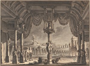 Diseño de Escenario de un Campamento Romano Antiguo por la Noche de Pietro Gonzaga