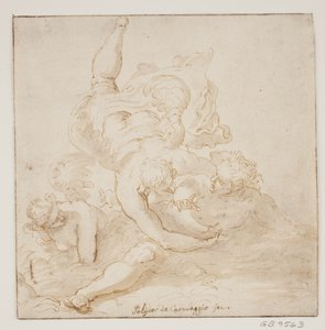 Dos ángeles llevando a un hombre de Pietro Liberi