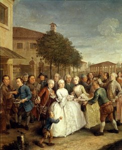 Una fiesta en Villa Widmann, c.1750 (óleo sobre lienzo) de Pietro Longhi