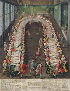 El banquete en Casa Nani, dado en honor de su invitado, Clemente Augusto, Elector Arzobispo de Colonia, el 9 de septiembre de 1755 de Pietro Longhi