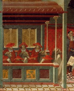 Honorio III aprobando la regla carmelita (detalle) de Pietro Lorenzetti