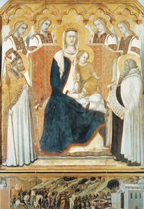 Italia, Siena, Madonna con ángeles y santos de Pietro Lorenzetti