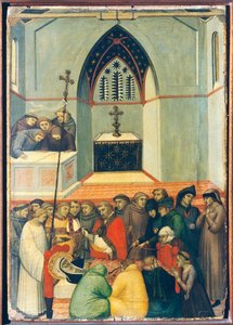 El cuerpo exhumado del bendito se encuentra intacto y fresco, azulejo en el retablo de la Beata Humildad de Pietro Lorenzetti