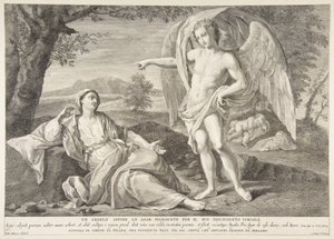 Un ángel apareciendo a Agar, 1727-72 de Pietro Monaco