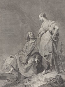 Cristo y la Mujer de Samaria en el Pozo, de la serie de 112 estampas del sacro, 1743-63 de Pietro Monaco