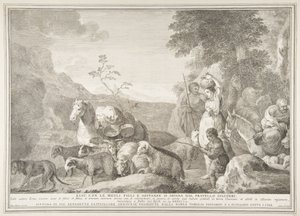 Esaú y su familia separándose de Jacob de Pietro Monaco