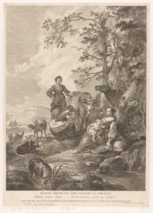 Las mujeres israelitas cuidan el rebaño Donne Israelite che pascono la greggia (título sobre el objeto) Nuevo y Antiguo Testamento (título de la serie) de Pietro Monaco