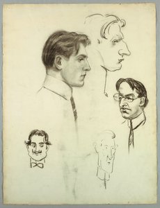 Recto: bocetos de caricaturas; verso: mujer desnuda de pie de Pietro Montana
