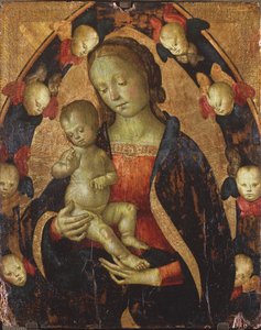 Madonna y el Niño rodeados de querubines, c.1475 de Pietro Perugino