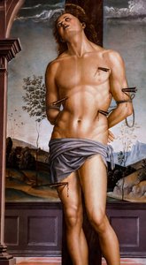 San Sebastián posterior a 1490. Óleo sobre tabla. de Pietro Perugino