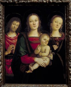 La Virgen y el Niño rodeados por San Juan Bautista y Santa Catalina de Pietro Perugino