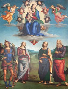 Virgen con el niño en la gloria con los santos de Pietro Perugino