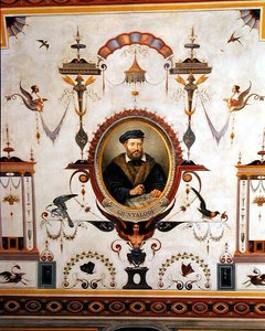 Retrato de Giuntalodi, (detalle) del techo de la Sala del Sindaco