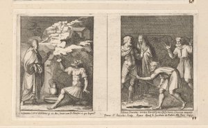 El Papa Silvestre cura a Constantino y Santa Elena encuentra la verdadera cruz Constantinus Lebra mundatus p un dies latuit cum B. Silvestro a quo baptiz (...) (título sobre el objeto) Historia del emperador Constantino (título de la serie)