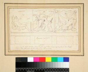 Una pared con tres paneles de Pietro Santi Bartoli