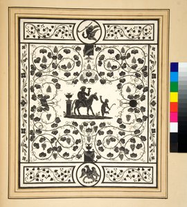 Copia de un pavimento de mosaico, negro sobre blanco, Pavimento de Bacco del Palazzo di Augusto de Pietro Santi Bartoli