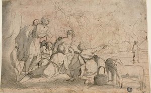 Grupo de pastores y un carnero de Pietro Testa