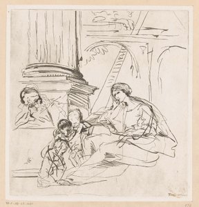 Sagrada Familia con dos hijos de Pietro Testa