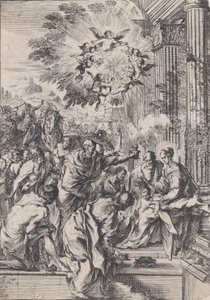 La Adoración de los Magos, ante una columnata arquitectónica, ca. 1640 de Pietro Testa