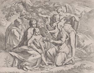 La Sagrada Familia alimentada por ángeles, ca. 1642-44 de Pietro Testa