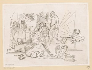 mujer, con, cruz, en, roca de Pietro Testa