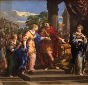 César dando a Cleopatra el trono de Egipto, c.1637 de Pietro da Cortona