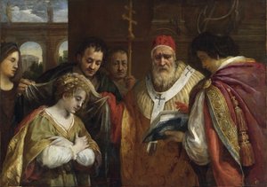 Santa Domitila recibiendo el velo del Papa Clemente I