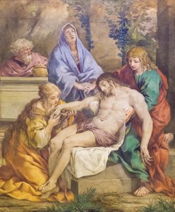 Piedad con la Virgen, San Juan Bautista, Santa María Magdalena y Nicodemo (fresco) de Pietro da (1596 1669) Cortona